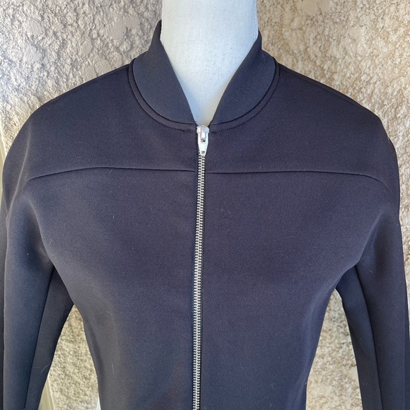 T By Alexander Wang Cropped Neoprene Black Bomber Jacket Size Small - Picture 2 of 8